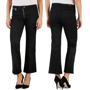 Paige Milo Crop Flare High Rise in Black Overdye
